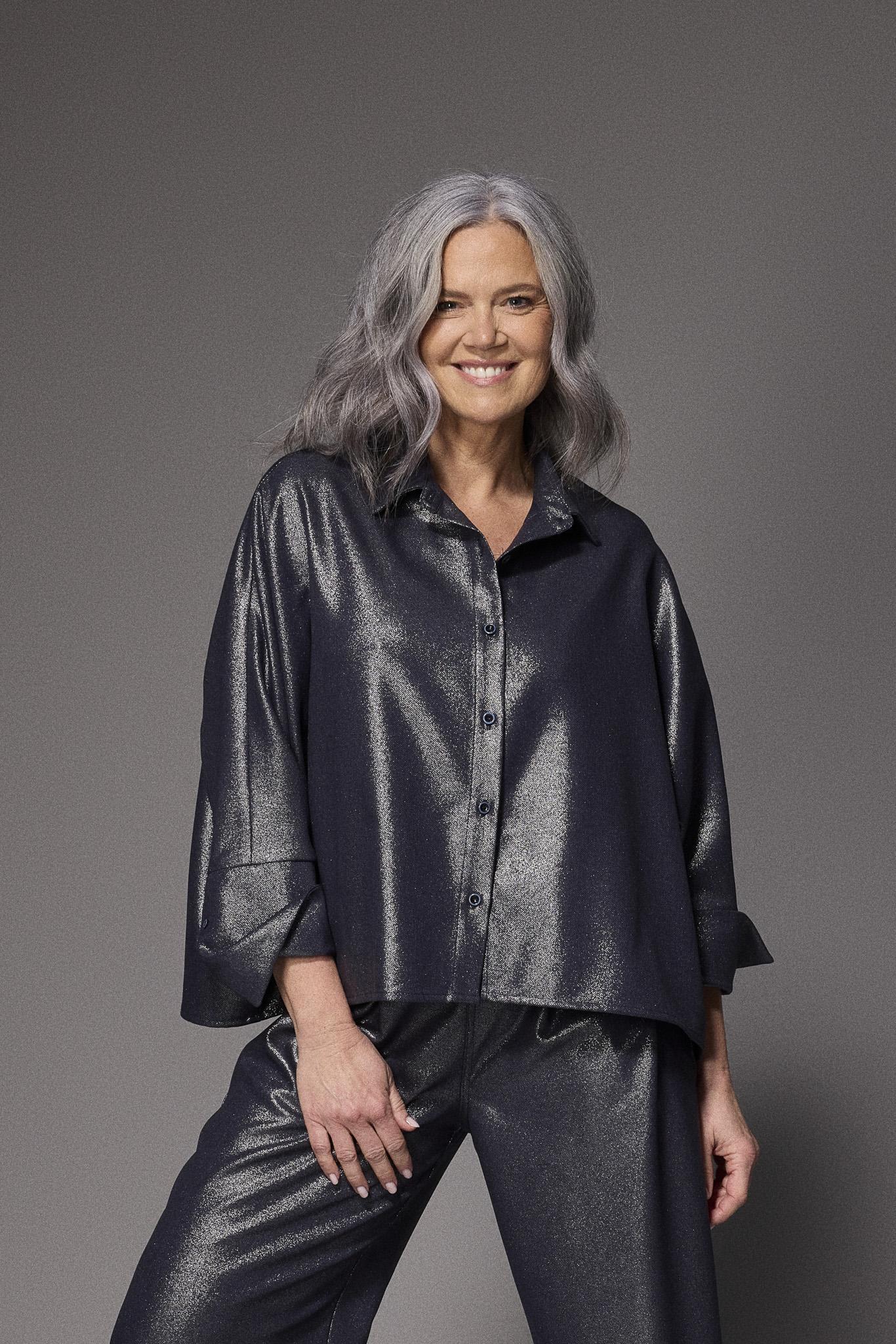 Flynn oversized blouse - Shiny Navy