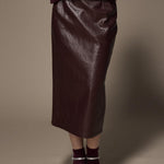 Gillie lederlook rok - Burgundy