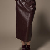 Gillie lederlook rok - Burgundy