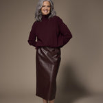 Gillie lederlook rok - Burgundy