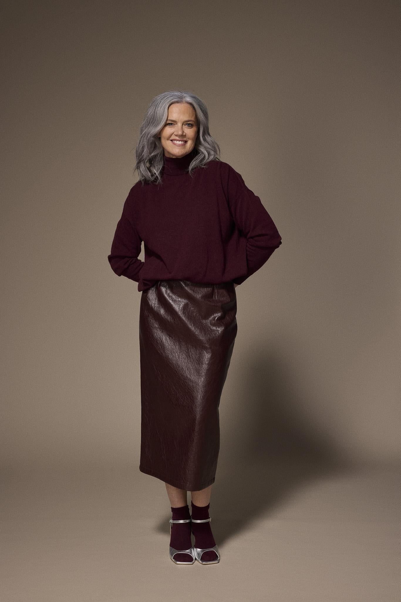 Gillie lederlook rok - Burgundy