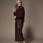 Gillie lederlook rok - Burgundy