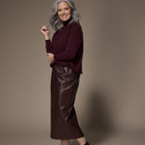 Gillie lederlook rok - Burgundy