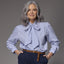 Oda blouse met striklint - Light blue / Camel stripe