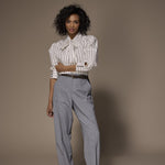 Oda blouse met striklint - Brown stripe