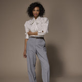 Oda blouse met striklint - Brown stripe