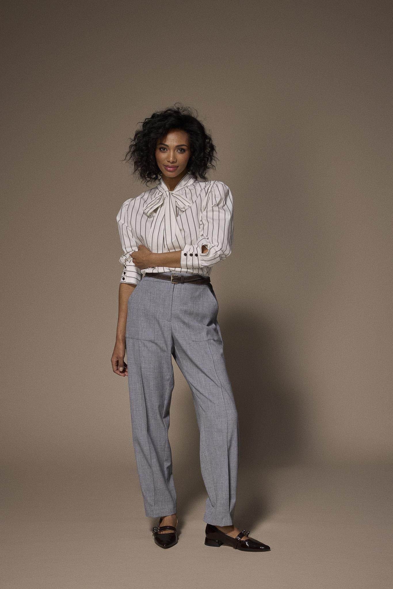 Oda blouse met striklint - Brown stripe