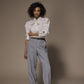 Oda blouse met striklint - Brown stripe