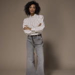 Oda blouse met striklint - Brown stripe