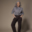 Oda blouse met striklint - Brown / Blue stripe