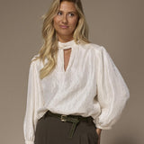 Odille satijnen blouse moet striklint - Creme