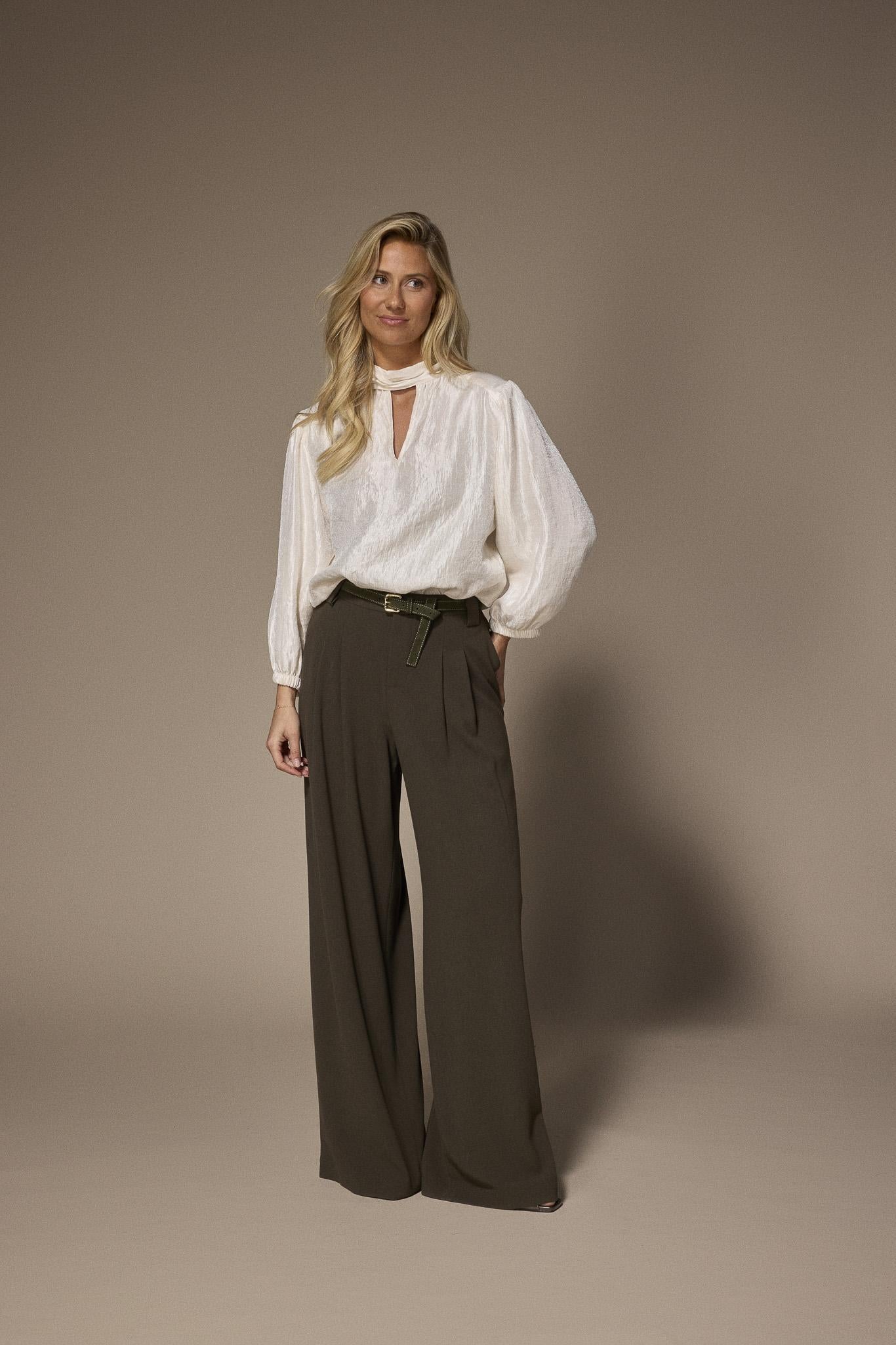 Odille satijnen blouse moet striklint - Creme