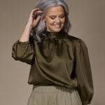Odille satijnen blouse moet striklint - Khaki