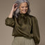 Odille satijnen blouse moet striklint - Khaki