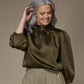Odille satijnen blouse moet striklint - Khaki