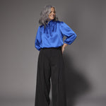 Odille satijnen blouse moet striklint - Royal blue