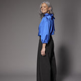 Odille satijnen blouse moet striklint - Royal blue