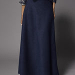 Roza velours a-lijn rok - Navy