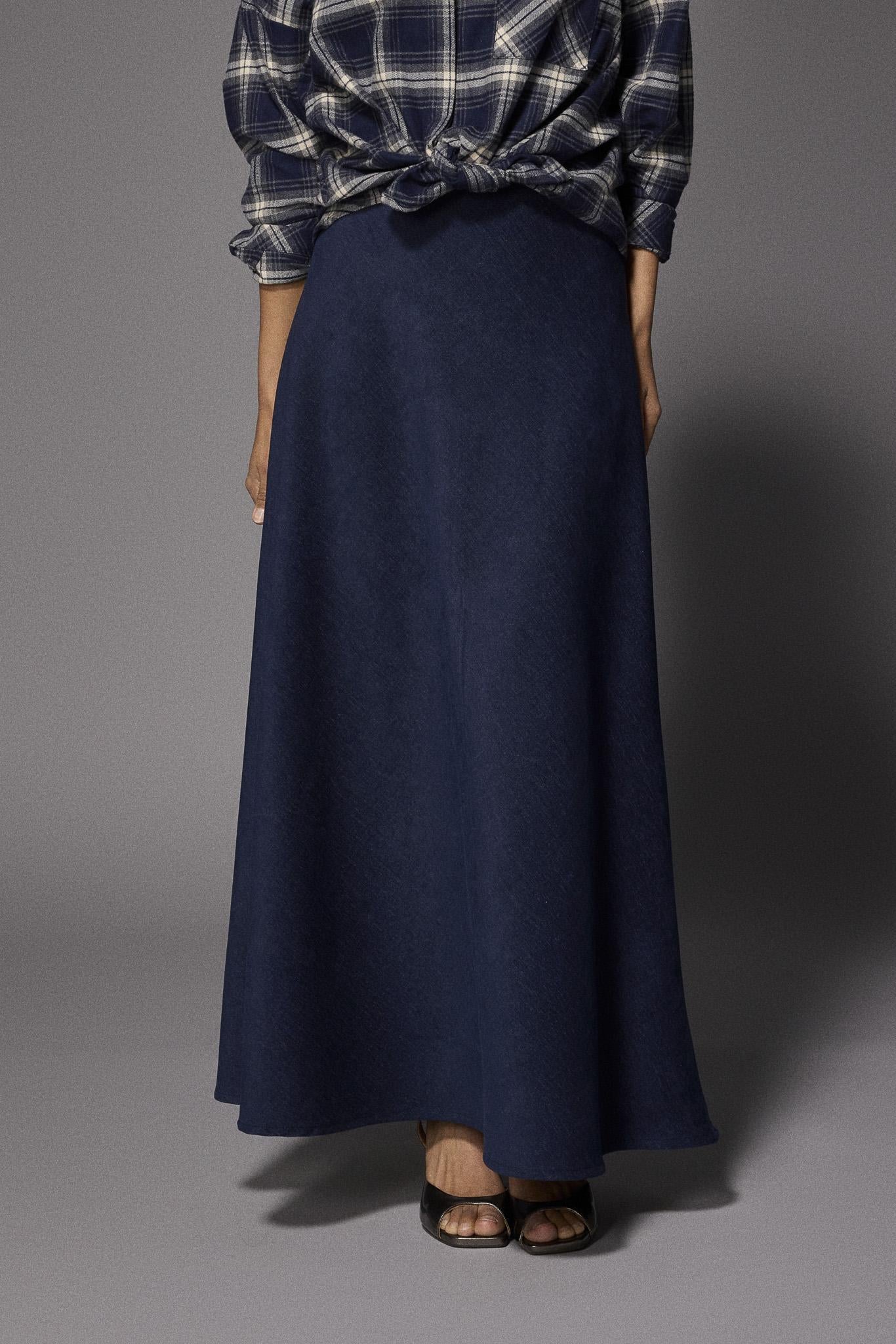 Roza velours a-lijn rok - Navy