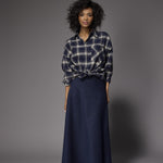 Roza velours a-lijn rok - Navy