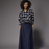 Roza velours a-lijn rok - Navy