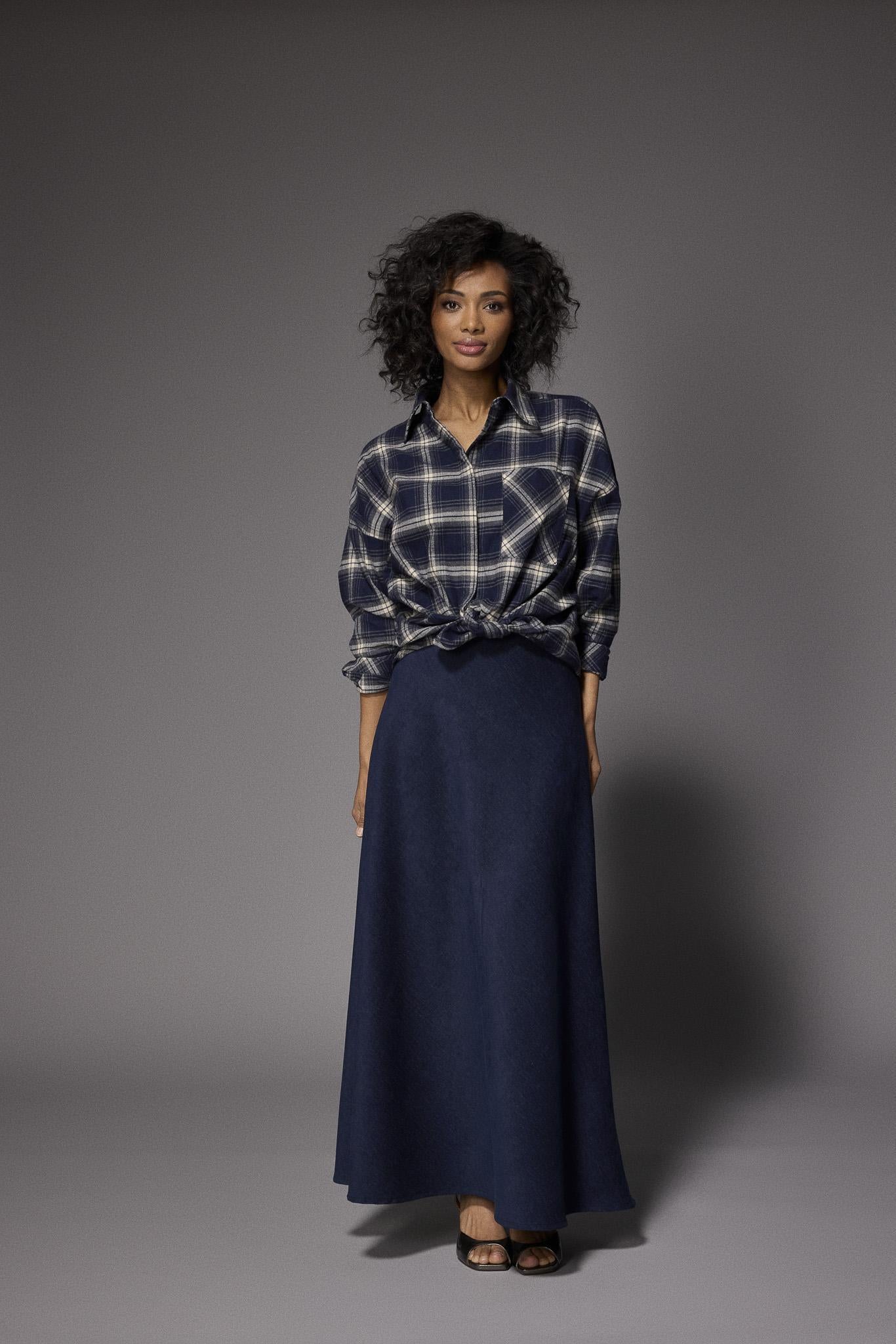 Roza velours a-lijn rok - Navy