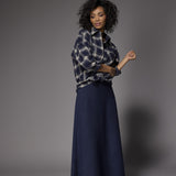 Roza velours a-lijn rok - Navy