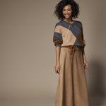 Roza velours a-lijn rok - Camel