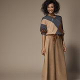 Roza velours a-lijn rok - Camel