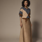 Roza velours a-lijn rok - Camel