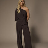 Seli one-shoulder top - Brown