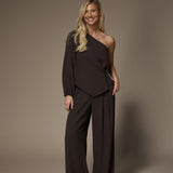 Seli one-shoulder top - Brown