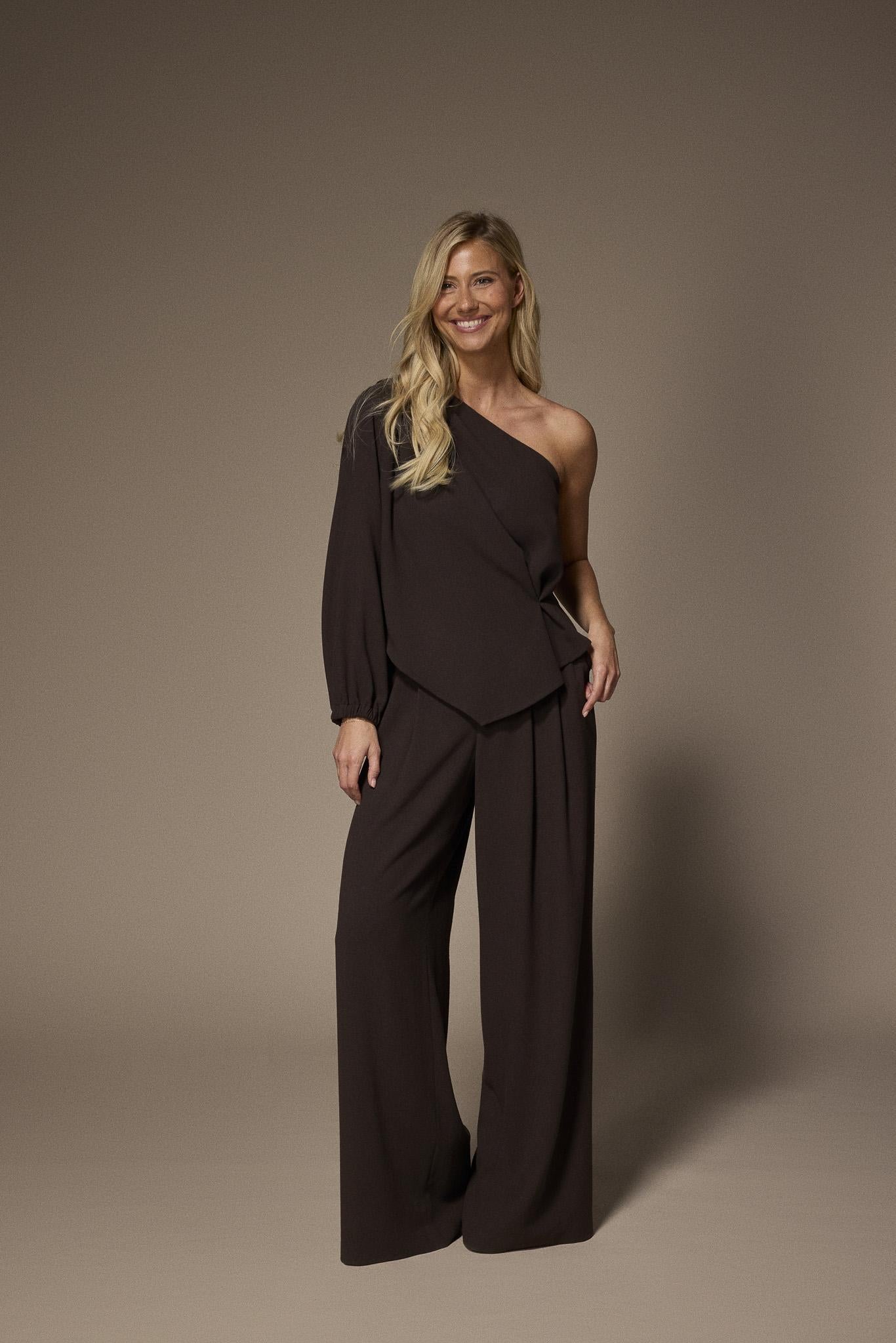 Seli one-shoulder top - Brown