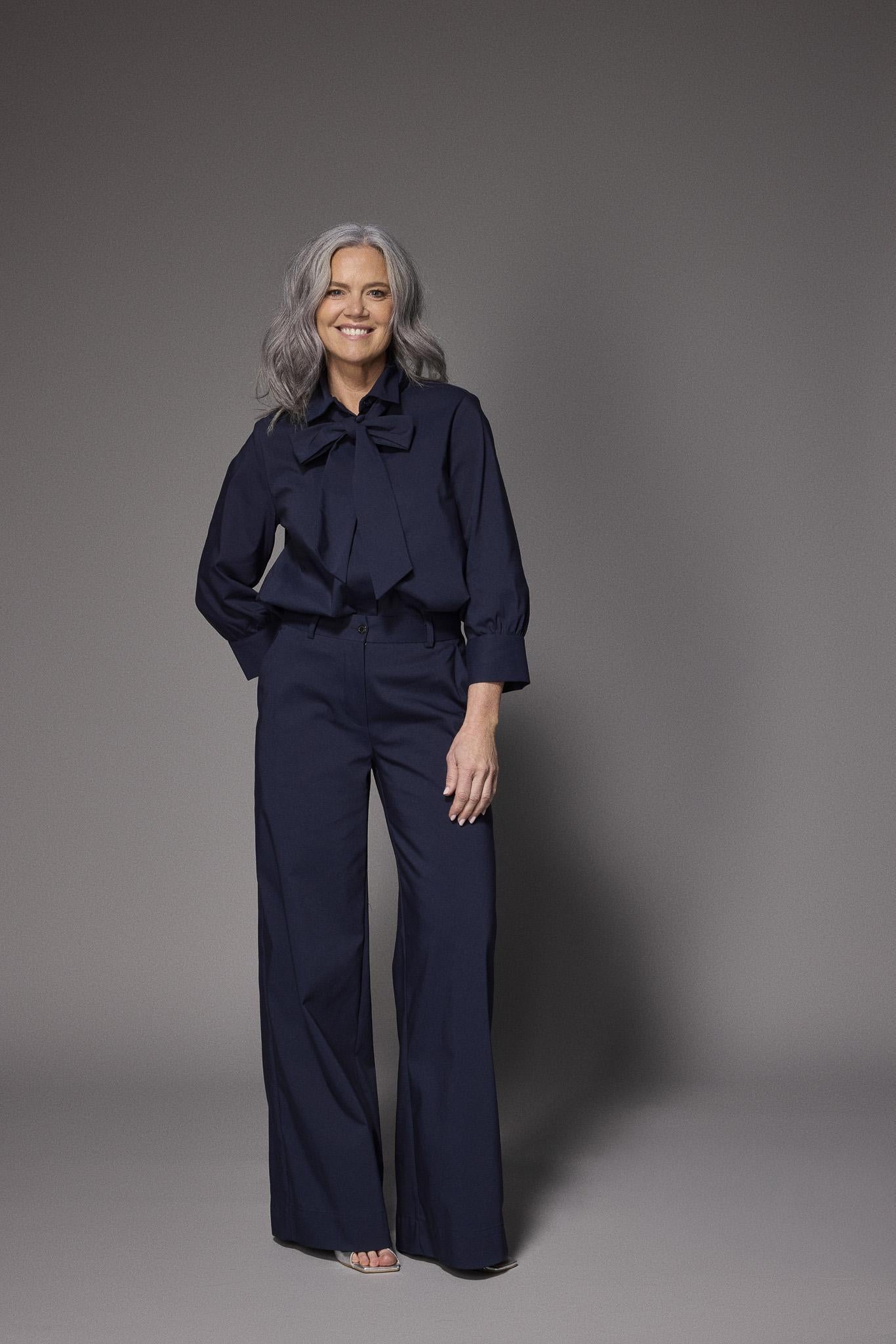 Sienna blouse met afneembare strik - Navy