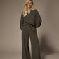 Sol blouse met v-hals - Khaki