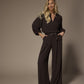 Sol blouse met v-hals - Brown