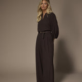 Sol blouse met v-hals - Brown