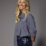 Jolien geruite katoenen blouse - Navy Checks