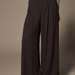 Paulette soepele wide leg broek - Brown