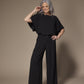 Paulette soepele wide leg broek - Black