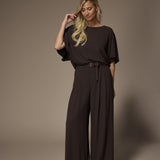 Paulette soepele wide leg broek - Brown