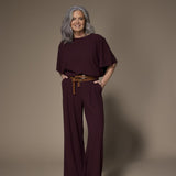 Paulette soepele wide leg broek - Plume