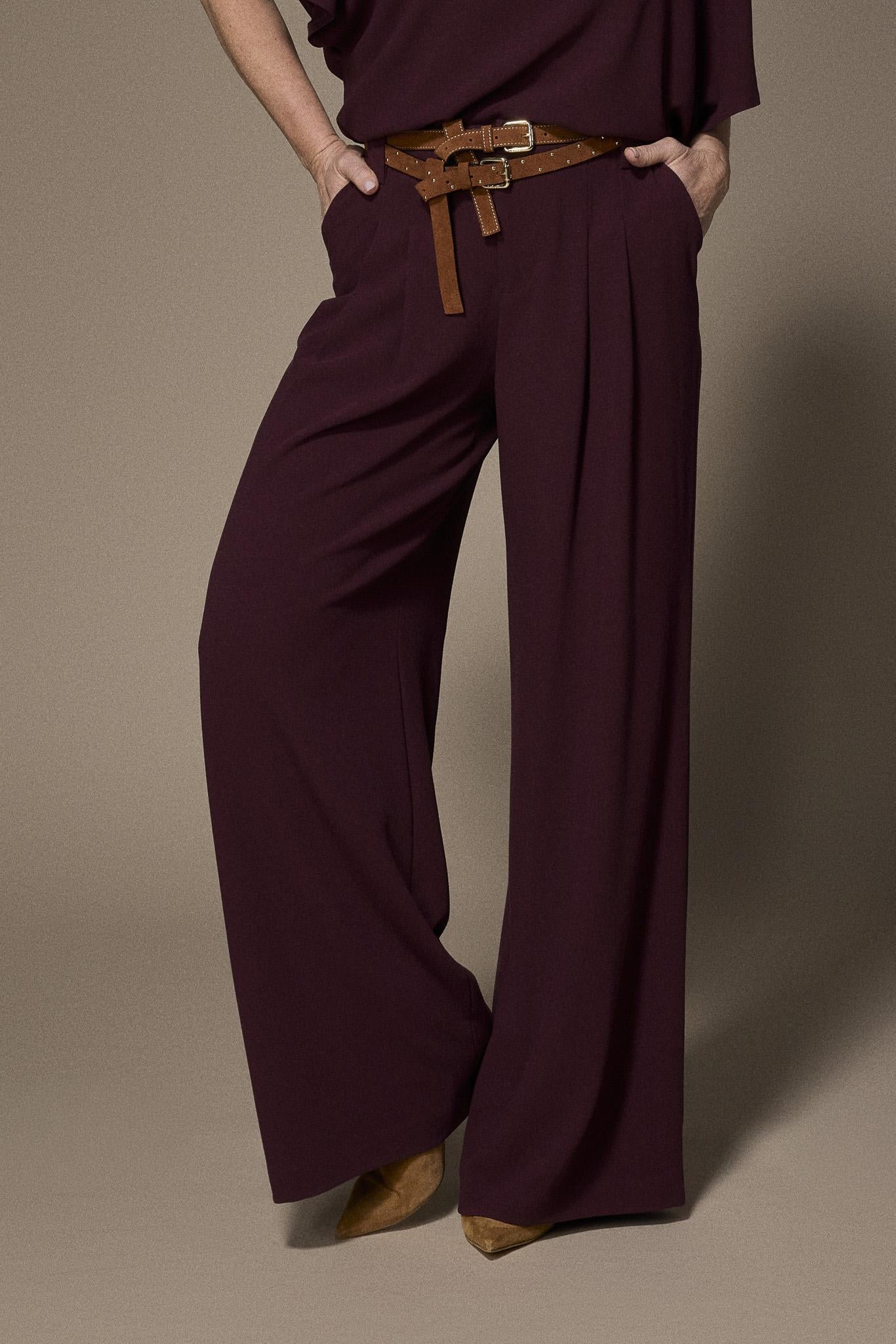 Paulette soepele wide leg broek - Plume