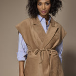 Naomi mouwloze gilet in velours - Camel