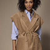 Naomi mouwloze gilet in velours - Camel