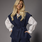 Naomi mouwloze gilet in velours - Navy