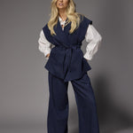 Naomi mouwloze gilet in velours - Navy