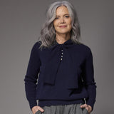 Emanu pull met sjaaltje - Navy
