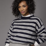 Michelle gestreepte mohair trui - Navy