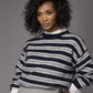 Michelle gestreepte mohair trui - Navy